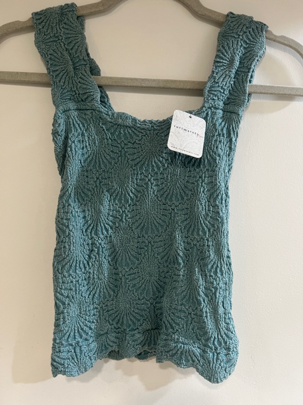 Free People Textured Square-Neck Tank in Seafoam Green